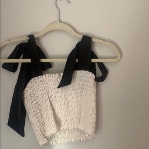 White Crop With Black Ribbon